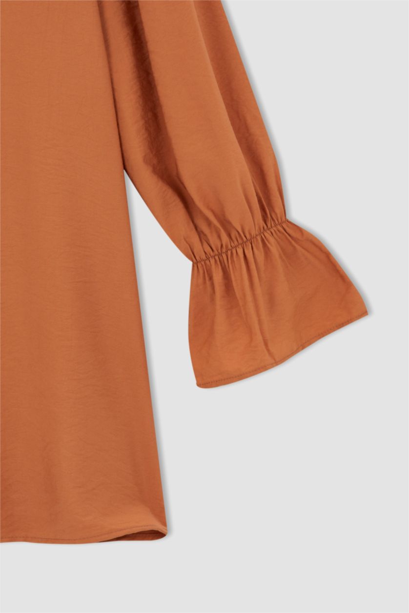 WOMAN Orange Regular Fit Crew Neck Long Sleeve Tunic