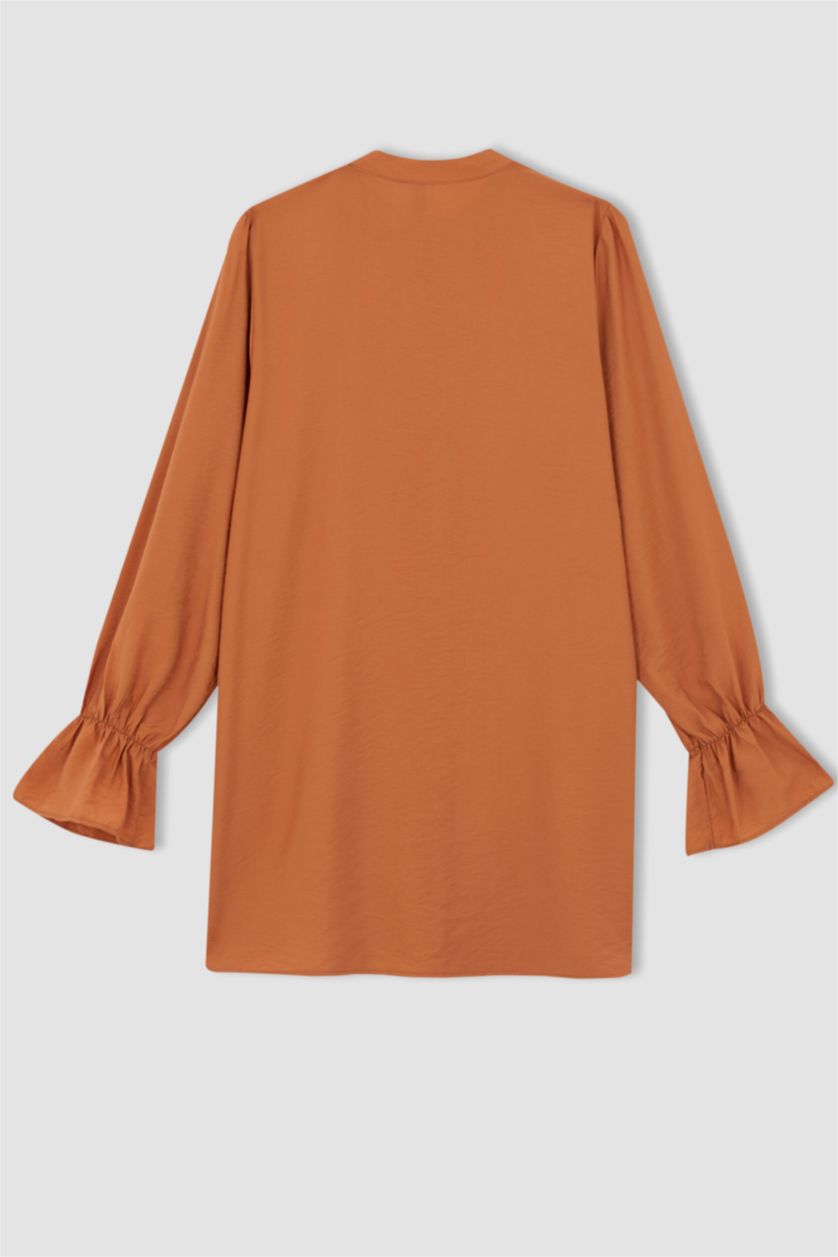 WOMAN Orange Regular Fit Crew Neck Long Sleeve Tunic