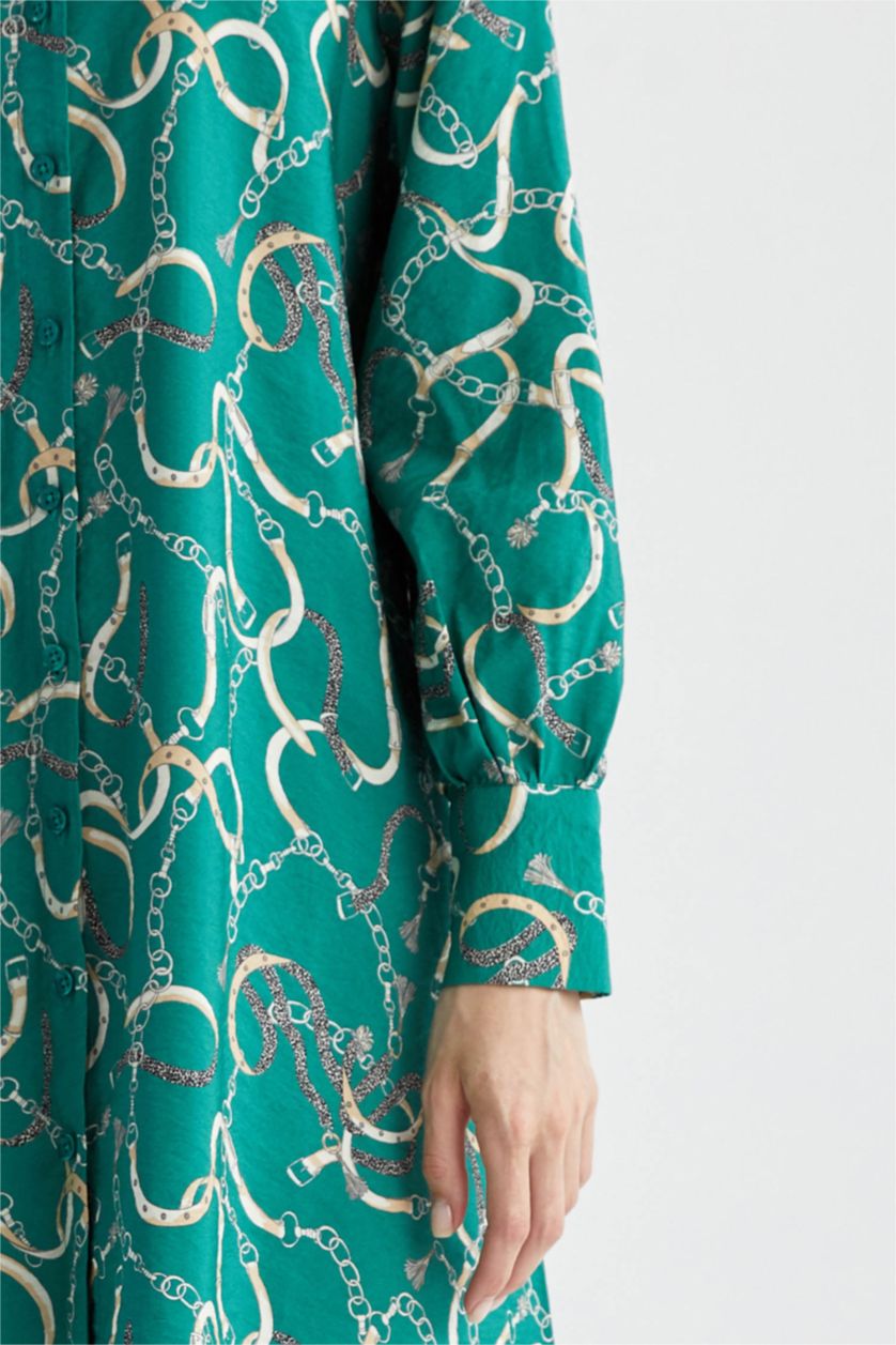 Kadın Yeşil Regular Fıt Uzun Kollu Tunik