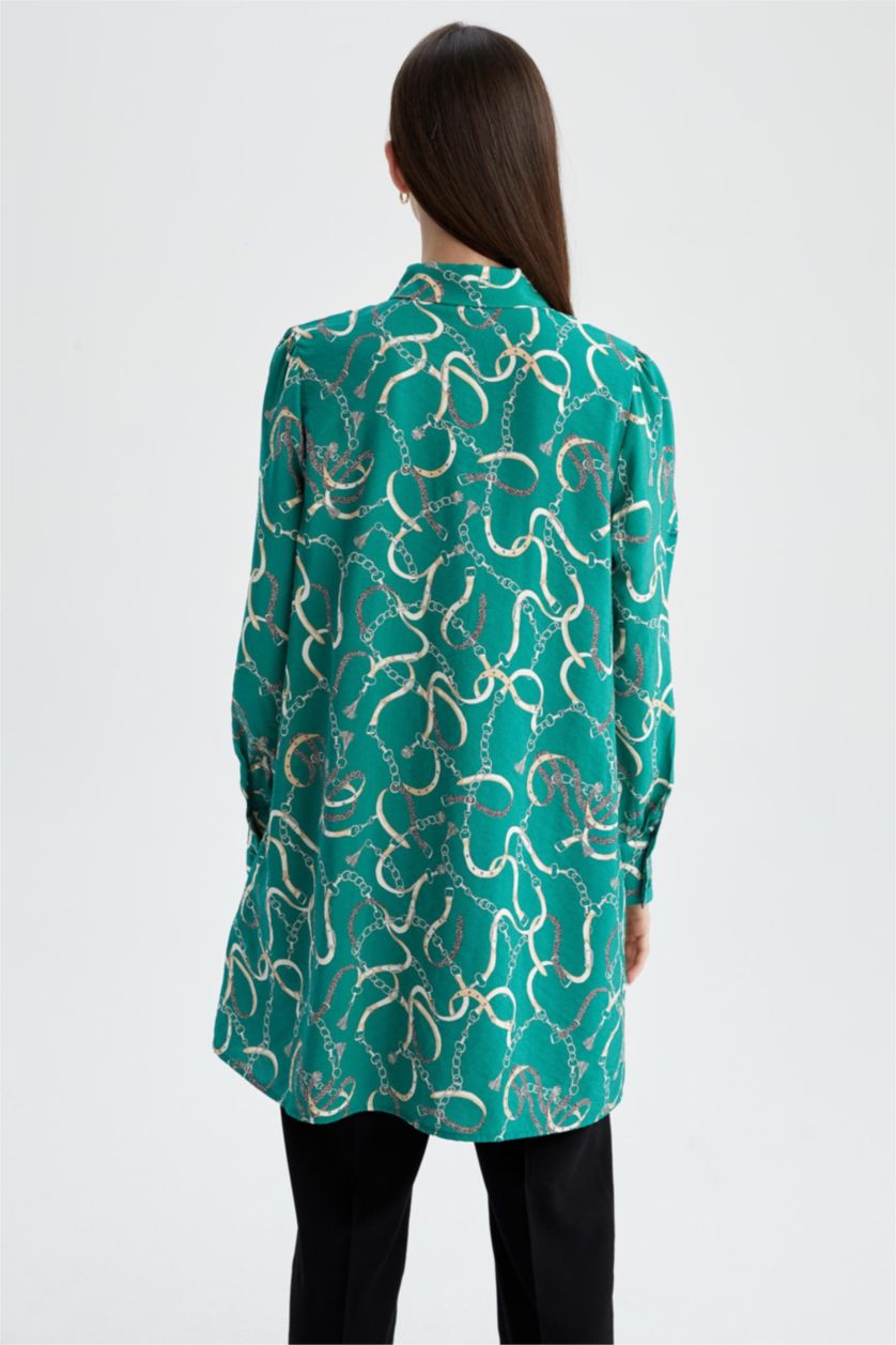 Kadın Yeşil Regular Fıt Uzun Kollu Tunik