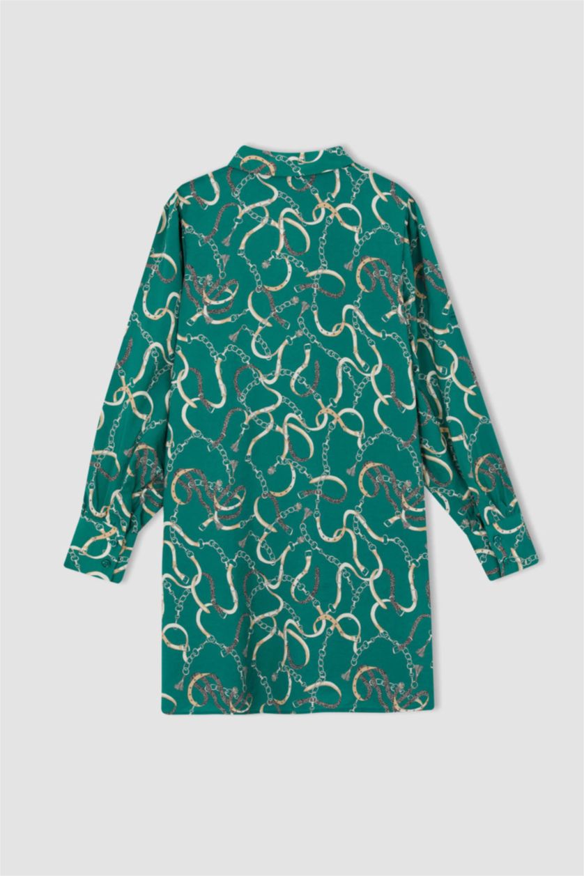 Kadın Yeşil Regular Fıt Uzun Kollu Tunik