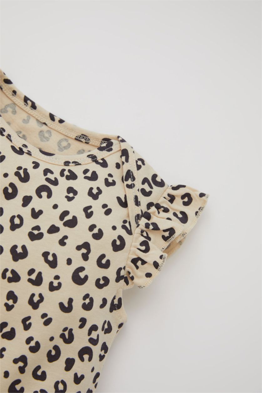 BÉBÉ FILLE Écru Combinaison sans manches en coton à motif léopard pour bébé fille