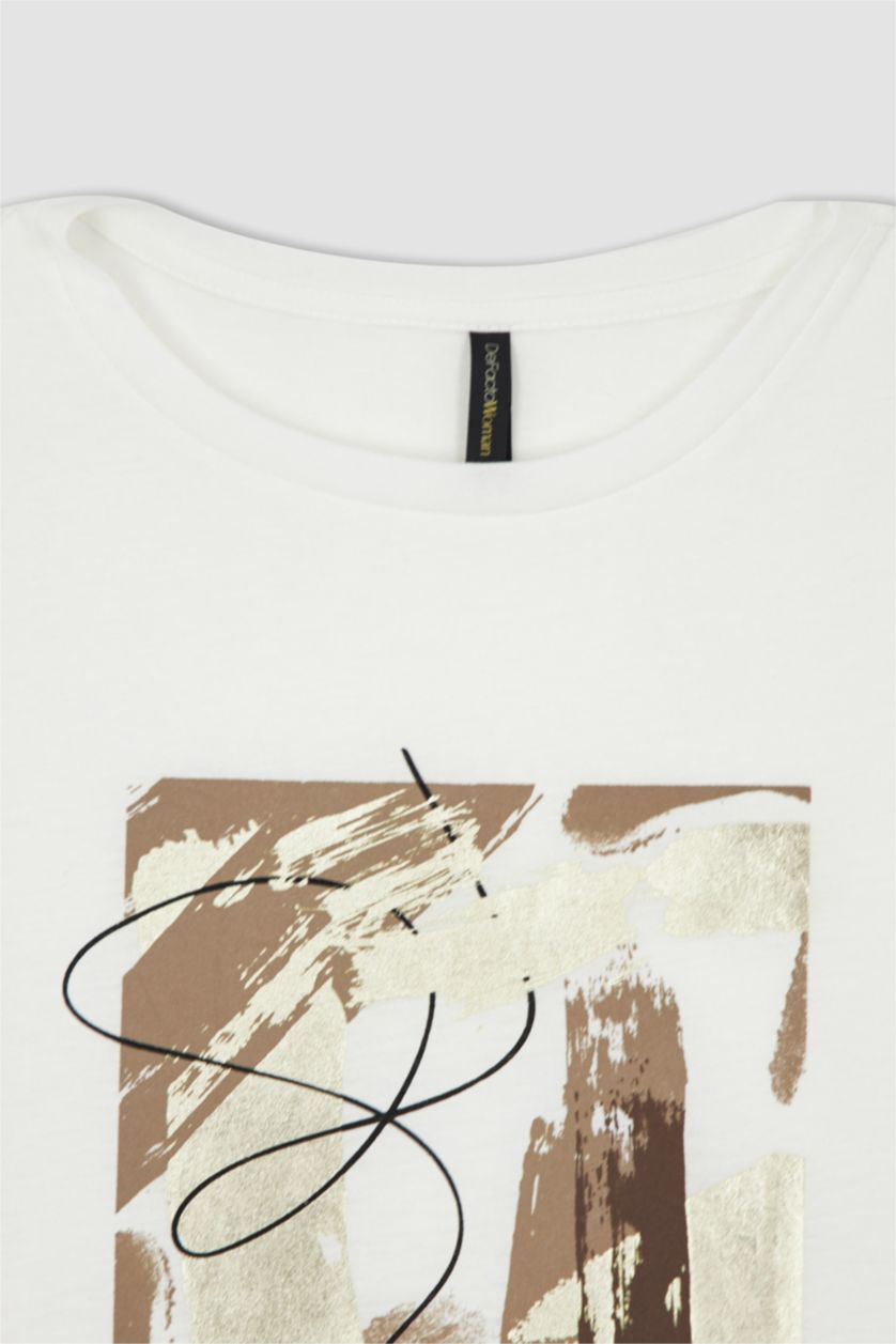 نساء بيج فاتح Regular Fit Short Sleeve T-Shirt