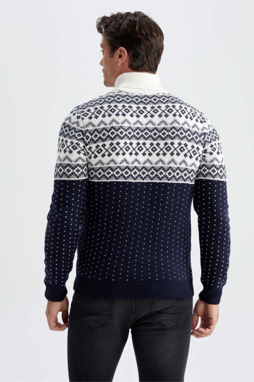 Erkek Lacivert Regular Fıt Triko Kazak