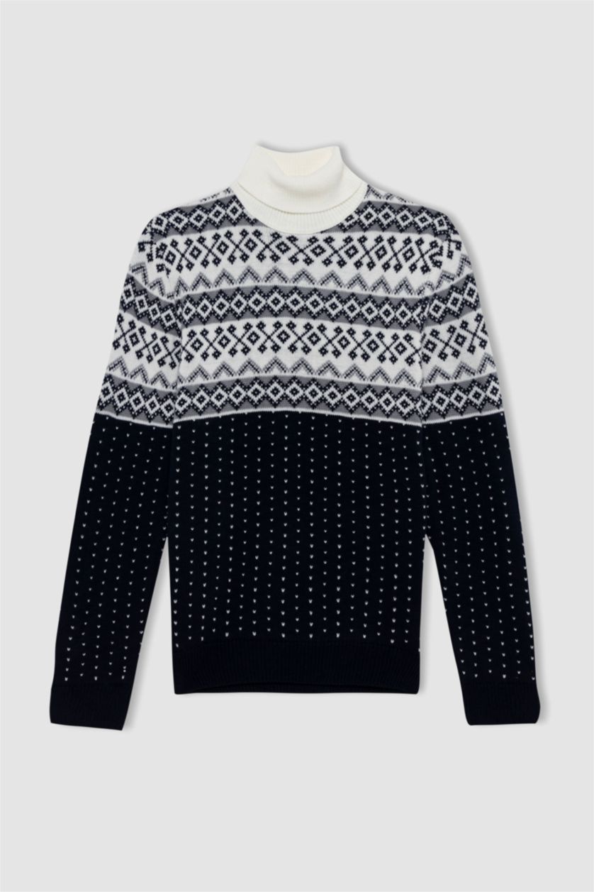 Erkek Lacivert Regular Fıt Triko Kazak