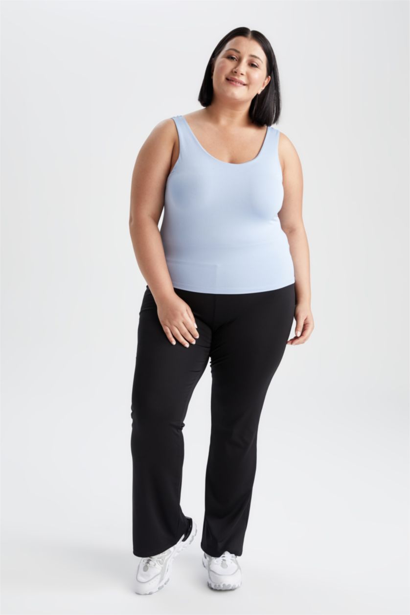 WOMAN Blue Defacto Fit DF Plus Slim Fit Crew Neck Sports Tank Top