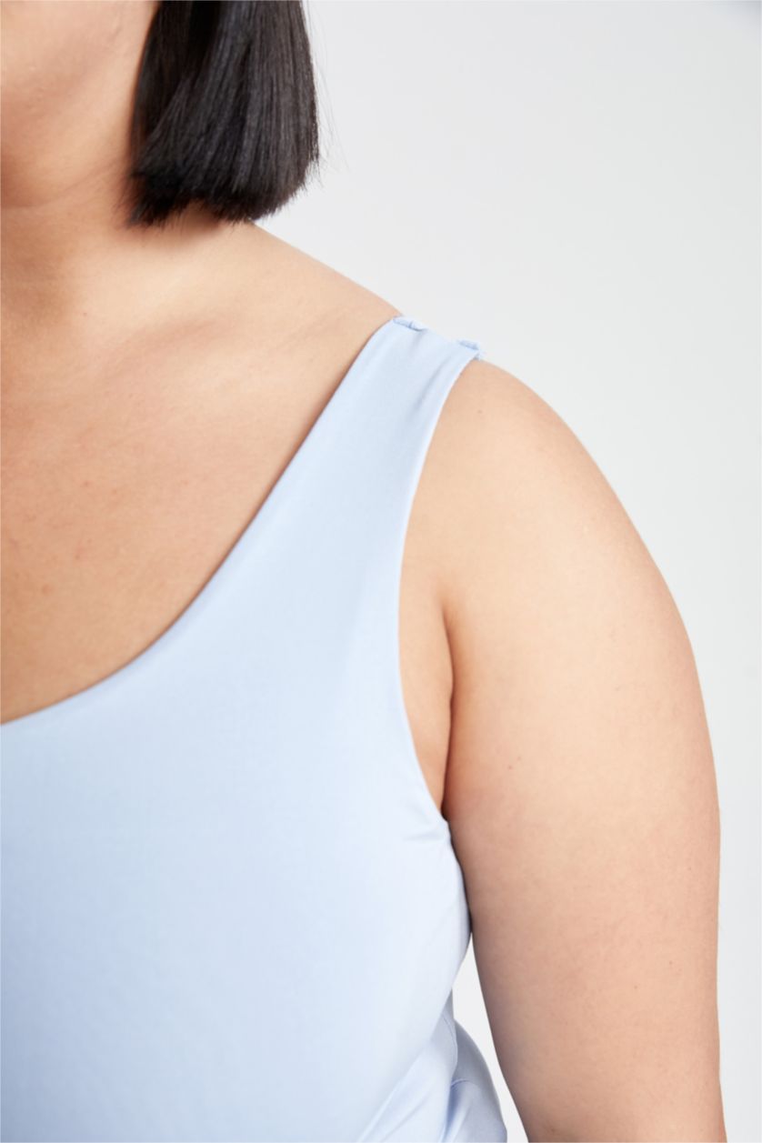 WOMAN Blue Defacto Fit DF Plus Slim Fit Crew Neck Sports Tank Top