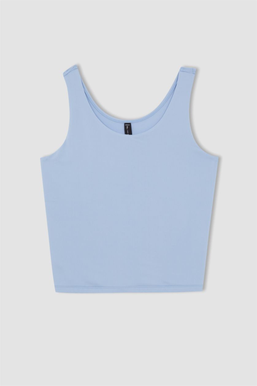 WOMAN Blue Defacto Fit DF Plus Slim Fit Crew Neck Sports Tank Top
