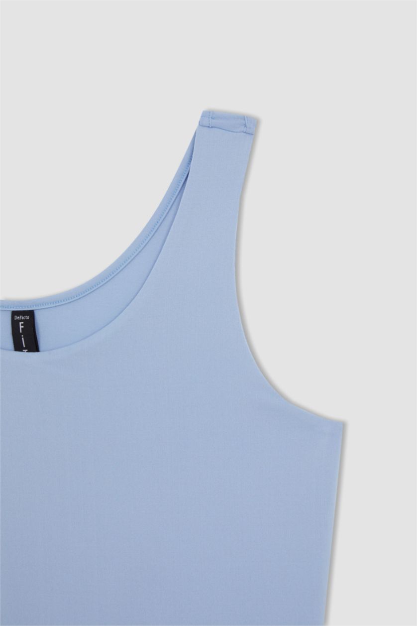 WOMAN Blue Defacto Fit DF Plus Slim Fit Crew Neck Sports Tank Top