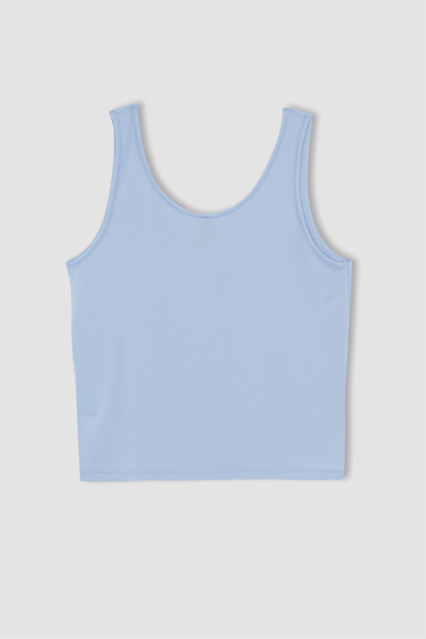 WOMAN Blue Defacto Fit DF Plus Slim Fit Crew Neck Sports Tank Top