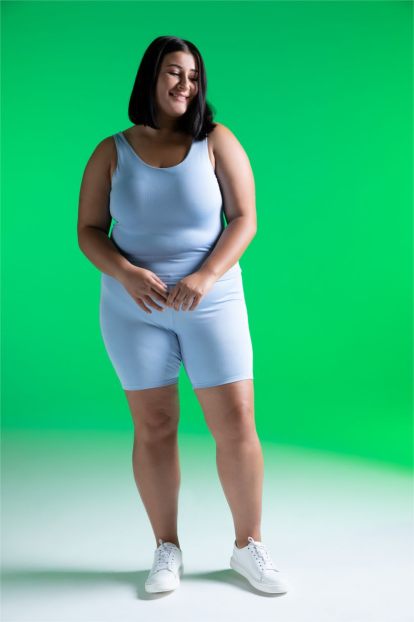 WOMAN Blue Defacto Fit DF Plus Biker Sports Leggings