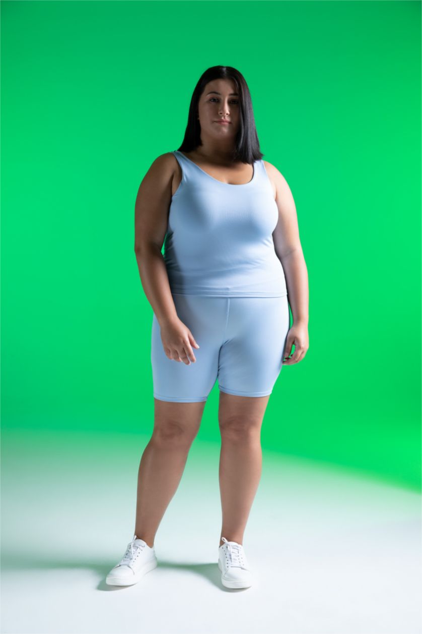 WOMAN Blue Defacto Fit DF Plus Biker Sports Leggings