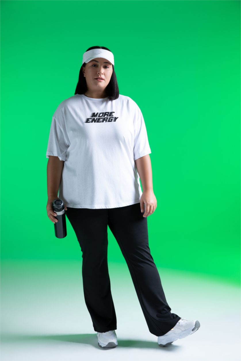 FEMME Noir Pantalon De Yoga Grande Taille à Jambes Larges Defactofit Df Plus