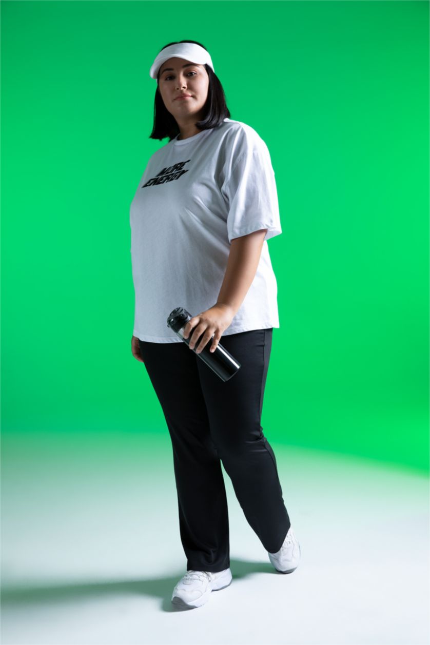 FEMME Noir Pantalon De Yoga Grande Taille à Jambes Larges Defactofit Df Plus