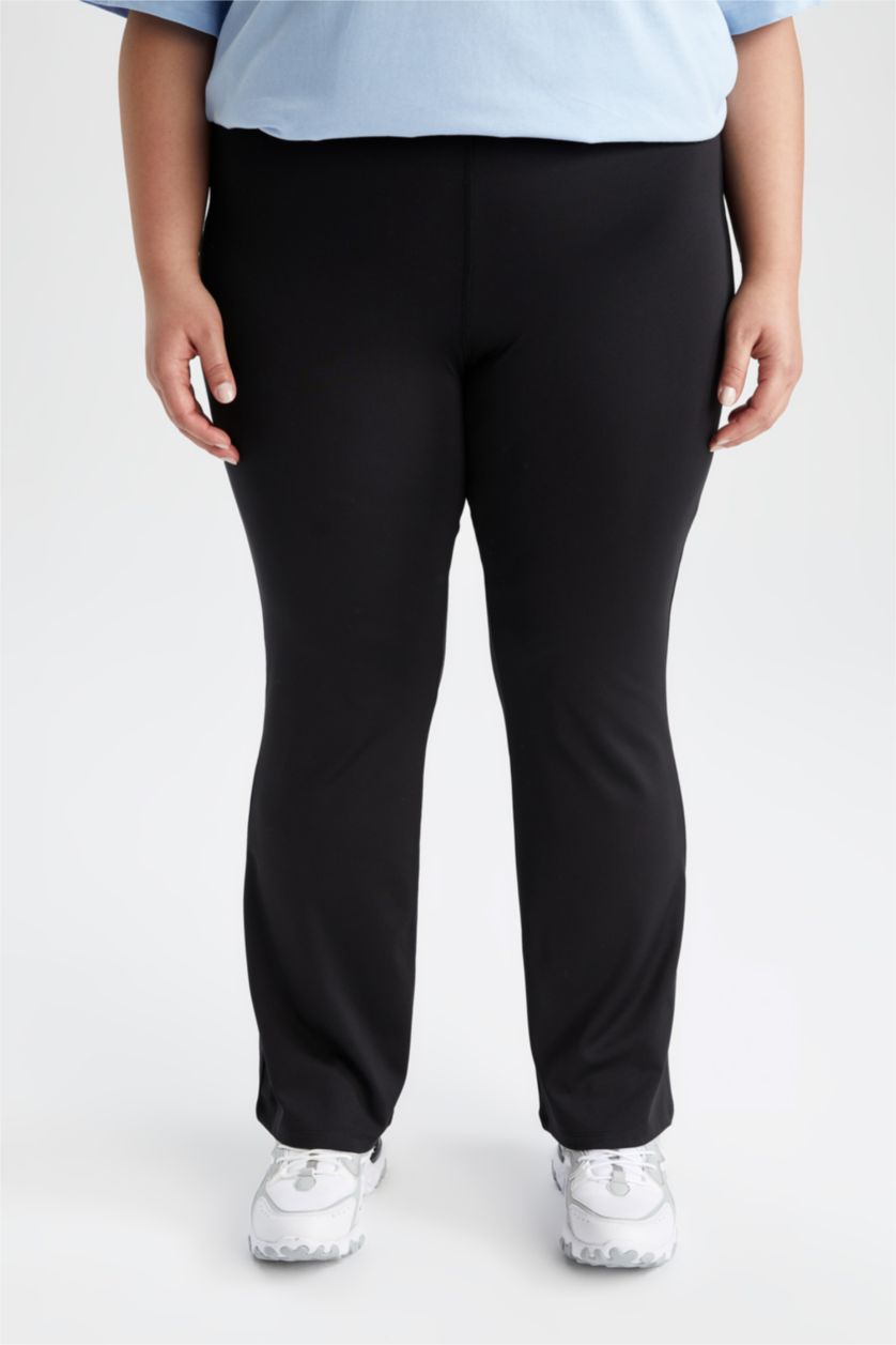FEMME Noir Pantalon De Yoga Grande Taille à Jambes Larges Defactofit Df Plus