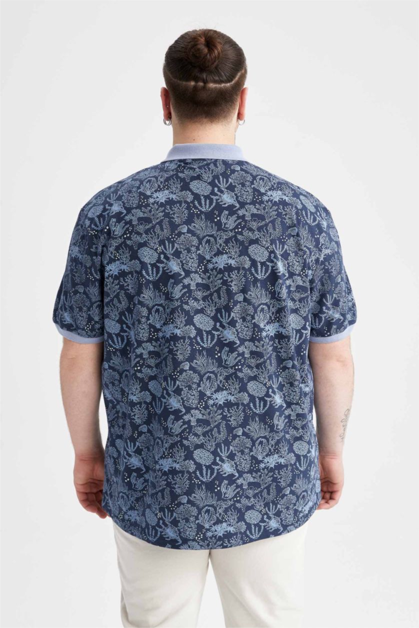 MAN NAVY Plus Size Regular Fit Polo Neck Combed Cotton T-Shirt