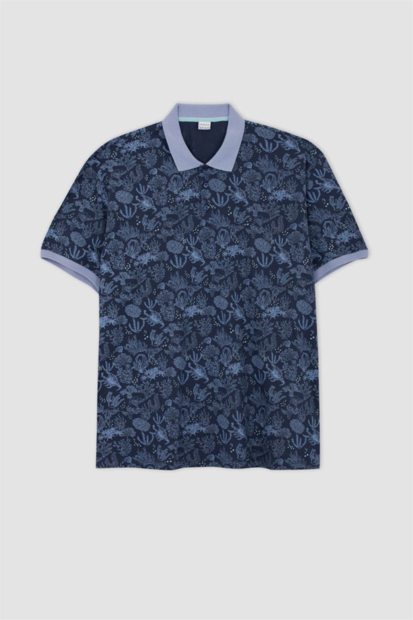 MAN NAVY Plus Size Regular Fit Polo Neck Combed Cotton T-Shirt