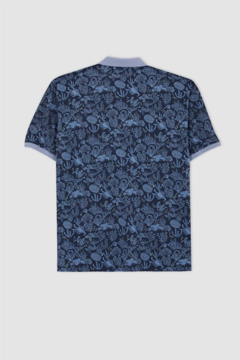 MAN NAVY Plus Size Regular Fit Polo Neck Combed Cotton T-Shirt