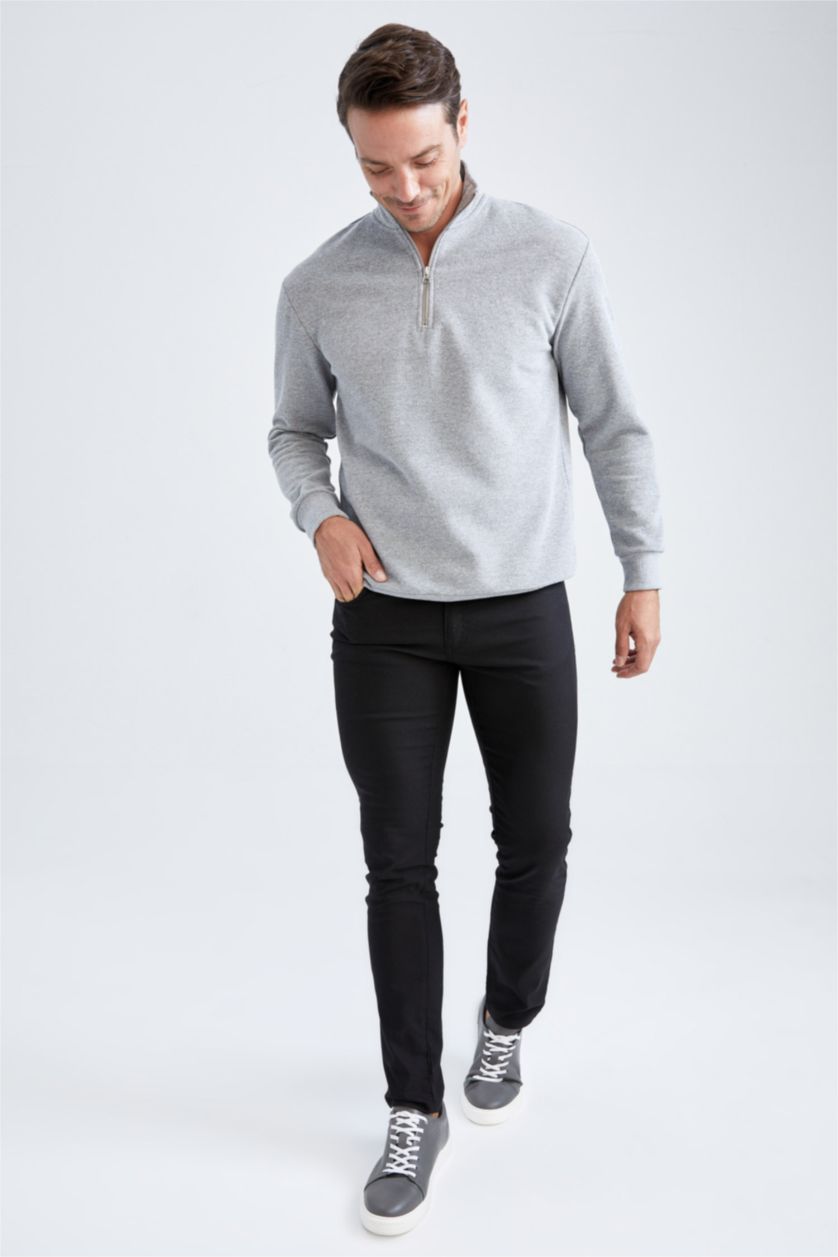 Erkek Gri Melanj Comfort Fıt Sweatshirt