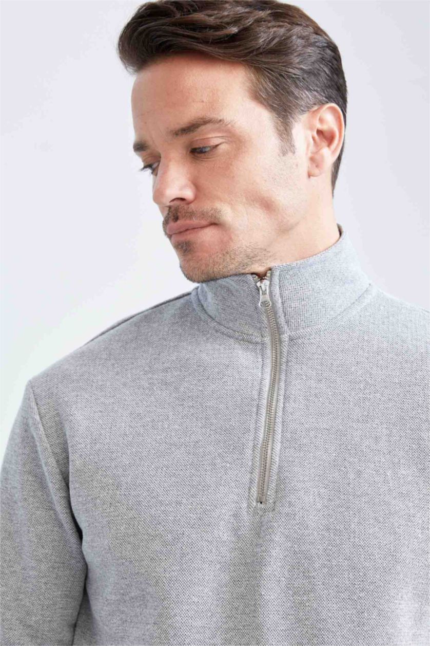 Erkek Gri Melanj Comfort Fıt Sweatshirt