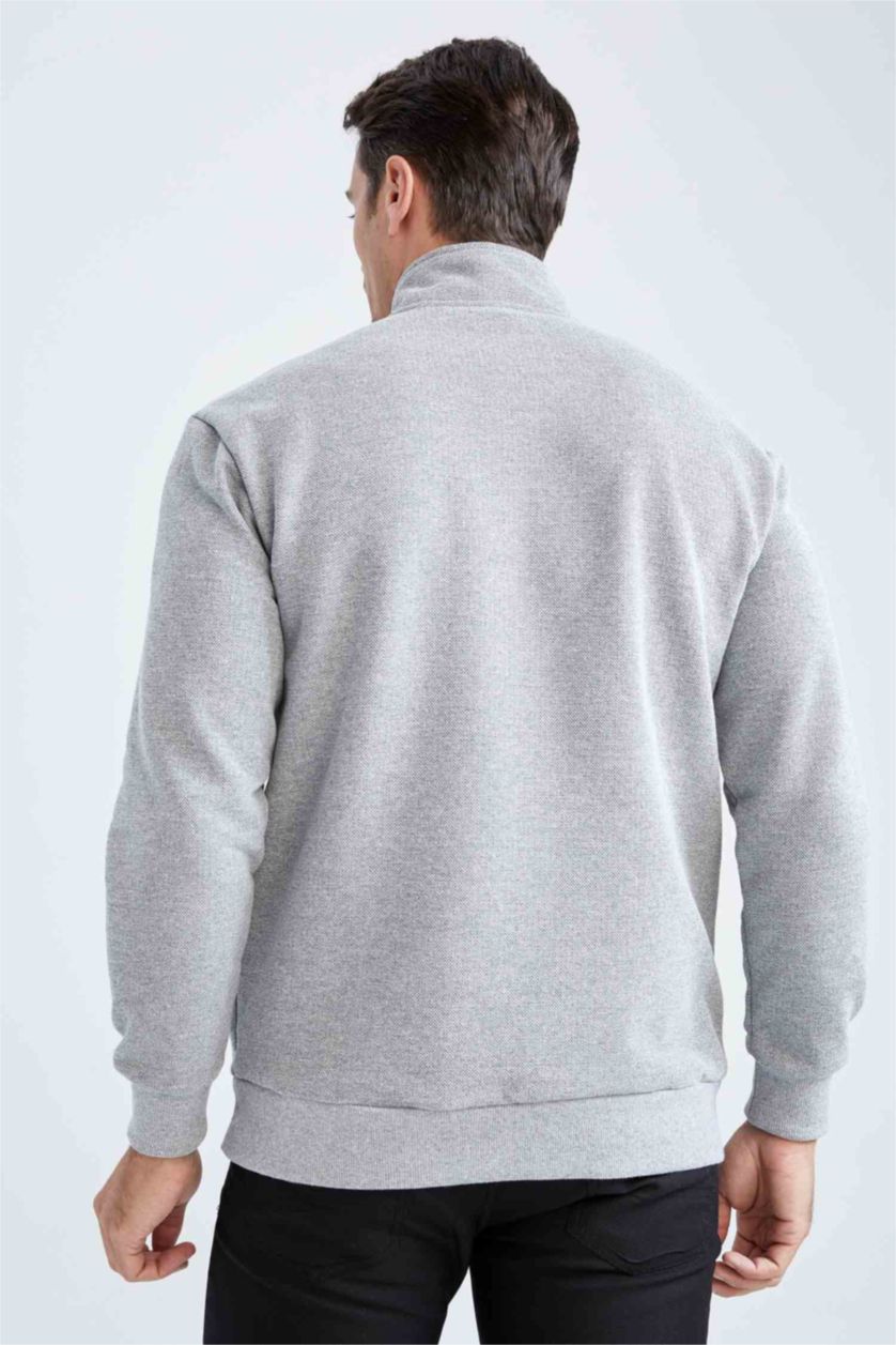 Erkek Gri Melanj Comfort Fıt Sweatshirt