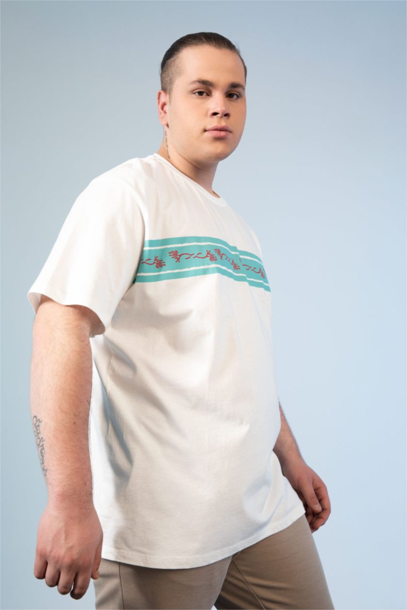 MAN White Plussize Fit Pique Short Sleeve T-Shirt