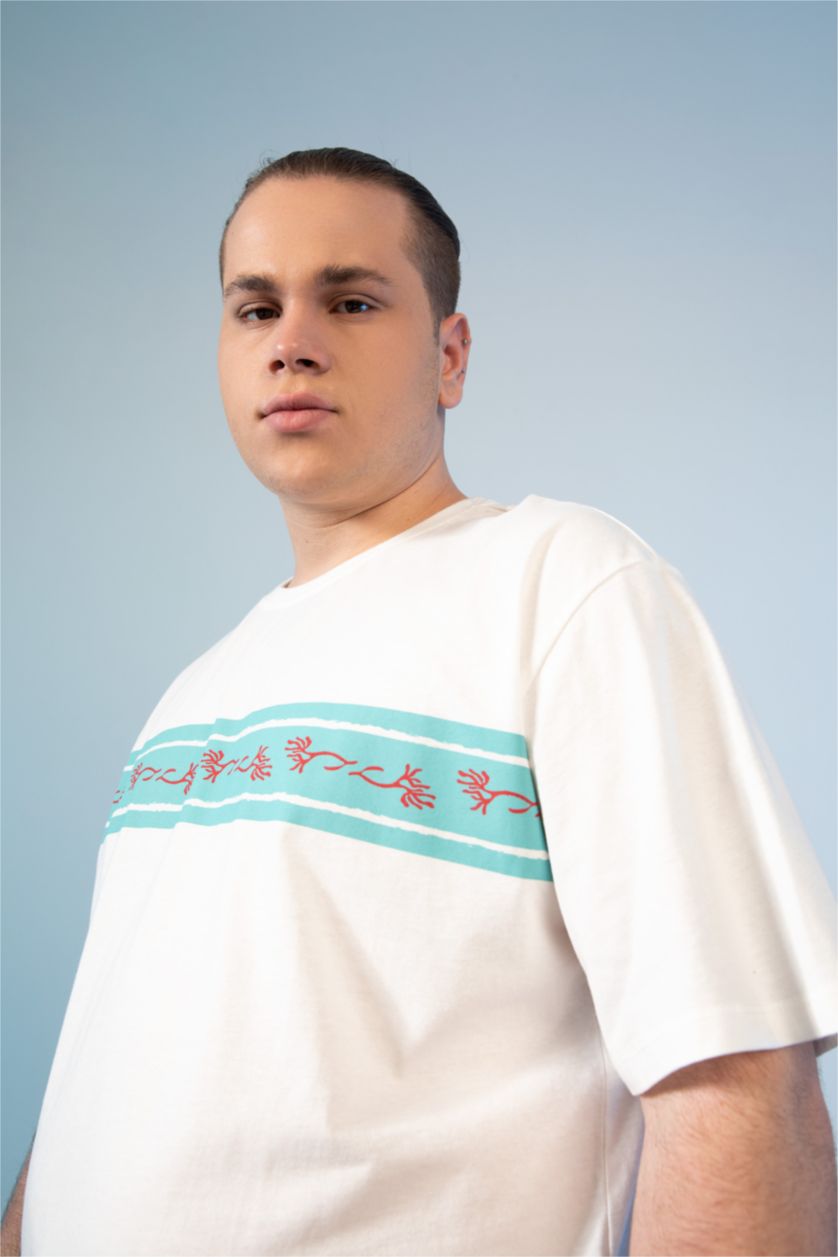 MAN White Plussize Fit Pique Short Sleeve T-Shirt