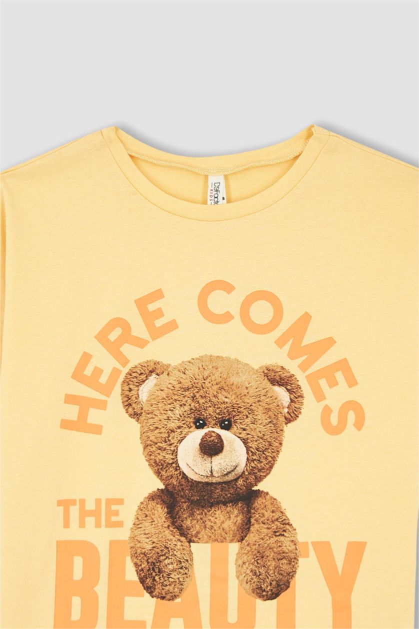 GIRLS & TEENS Salmon Girl Regular Fit Short Sleeve Bear Print T-Shirt