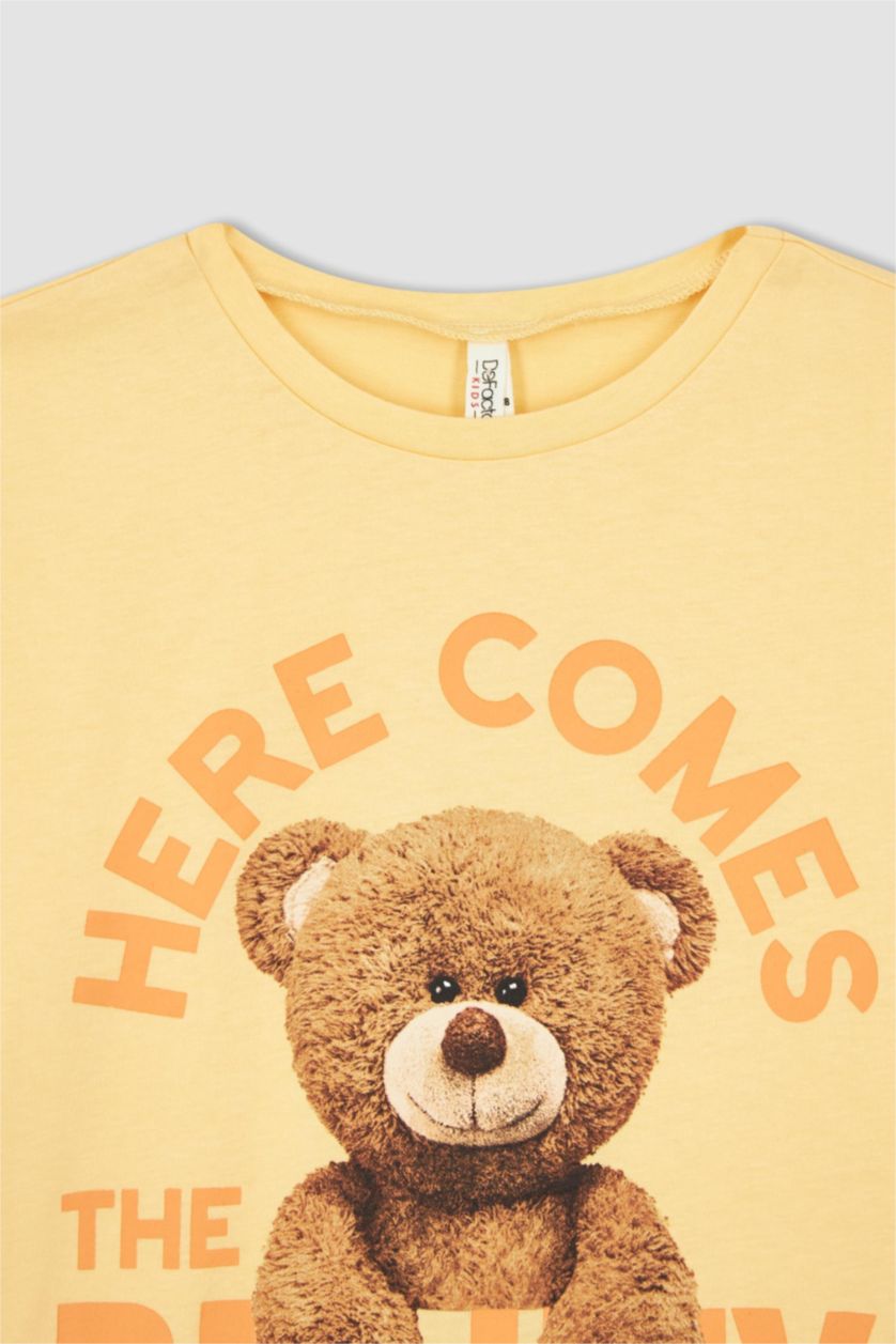 GIRLS & TEENS Salmon Girl Regular Fit Short Sleeve Bear Print T-Shirt