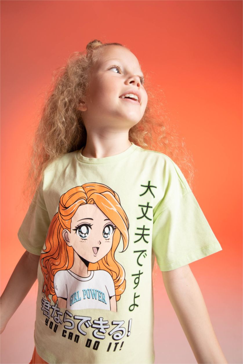 GIRLS & TEENS Mint Girl Regular Fit Short Sleeve Anime Print T-Shirt