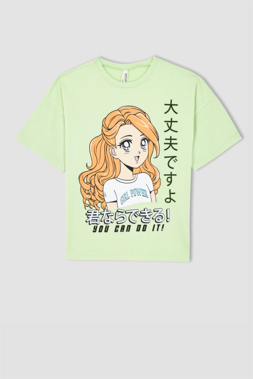 GIRLS & TEENS Mint Girl Regular Fit Short Sleeve Anime Print T-Shirt