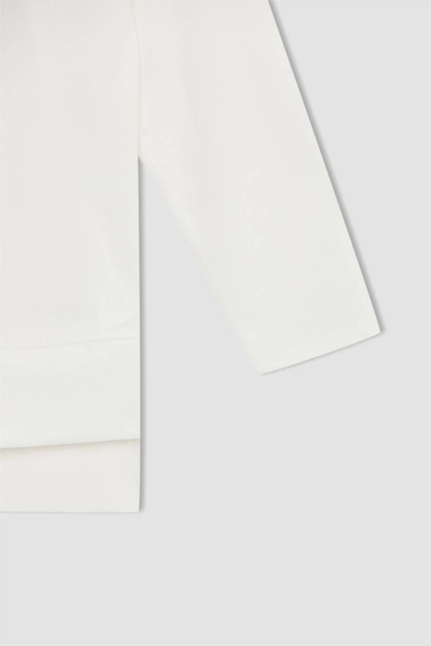 FEMME Marron Sweatshirt tunique Tissu Sweat Fin Coupe Régulière Floral Col arrondi