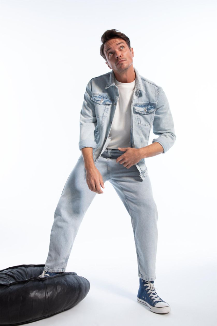 Erkek Buz Mavi Ceket