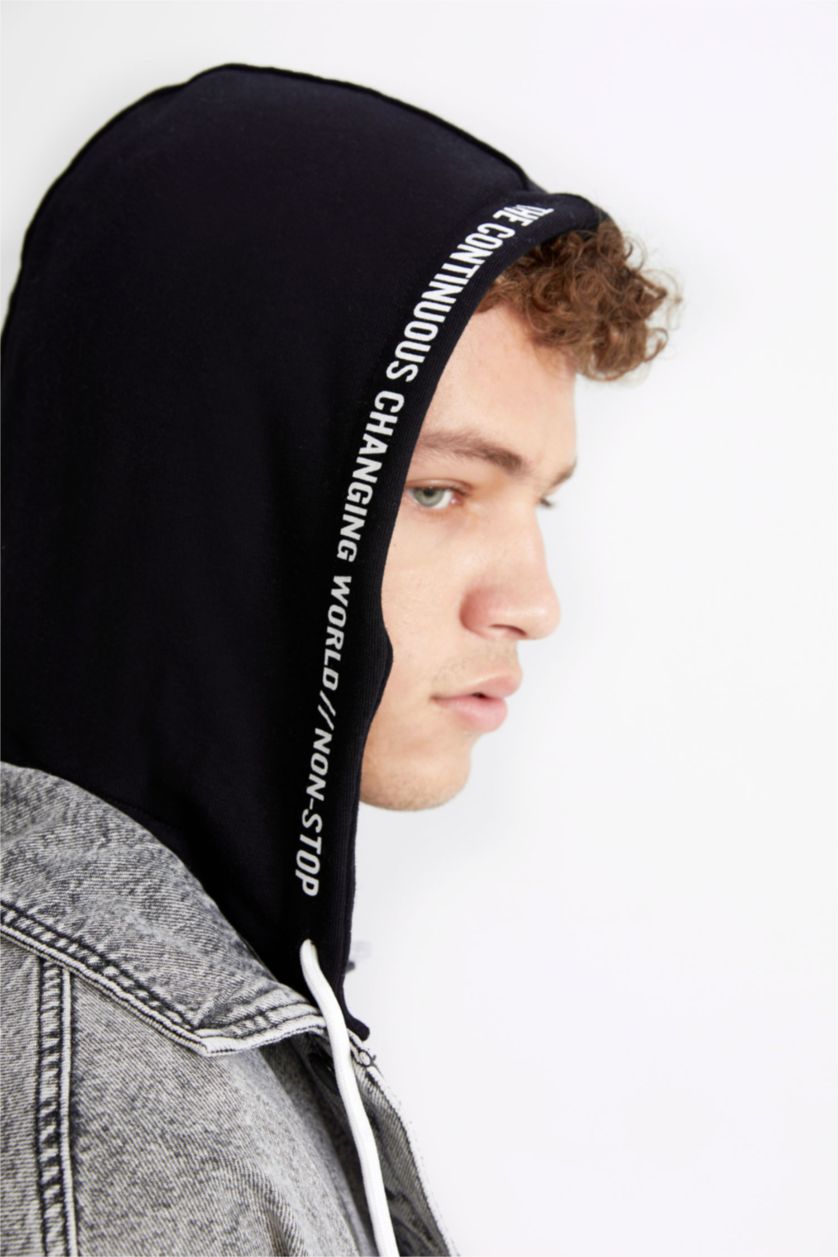 Erkek Açık Gri Oversıze Kapüşonlu Ceket