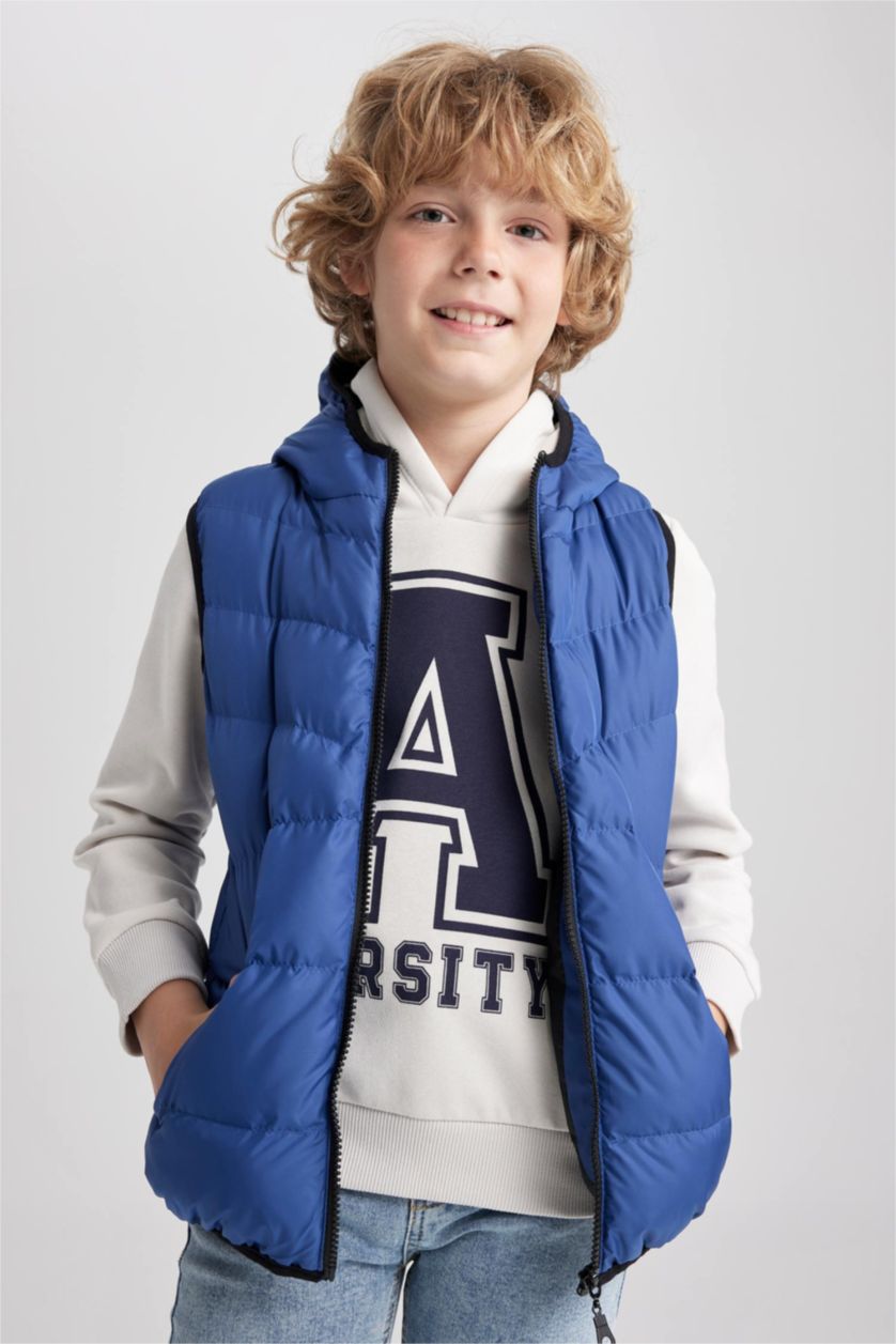 GARÇONS Mavi Orta Gilet Coupe Régulière À capuche Garçon