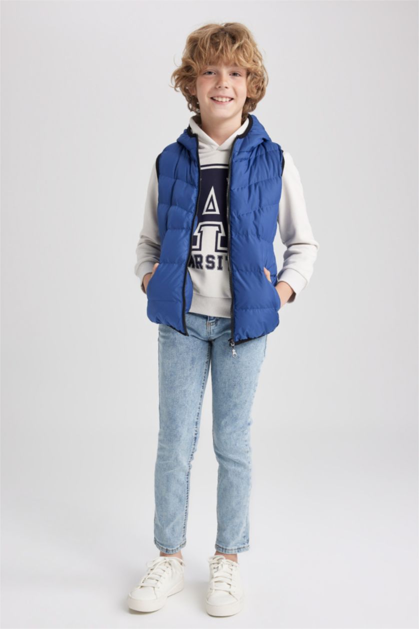 GARÇONS Mavi Orta Gilet Coupe Régulière À capuche Garçon