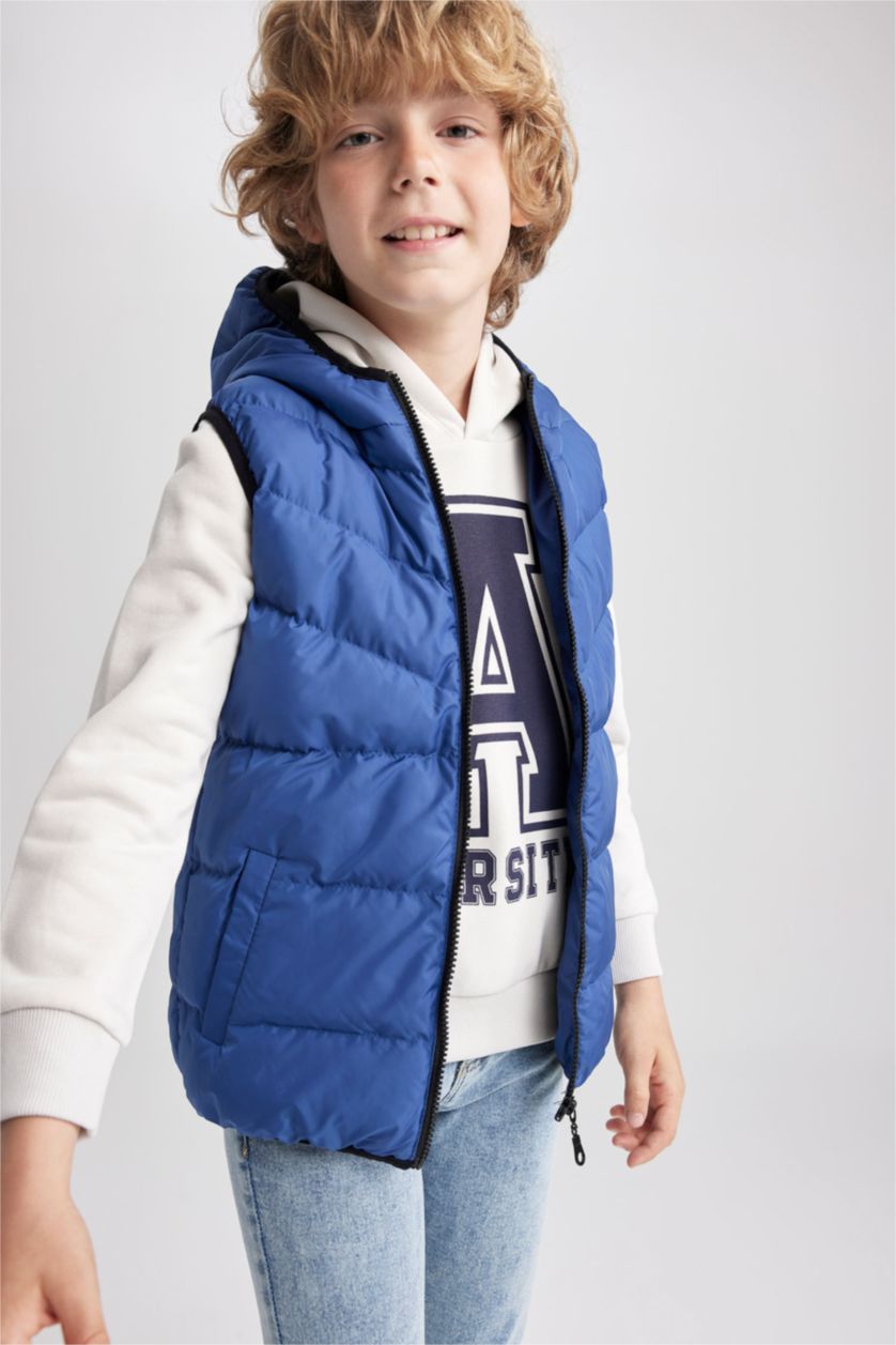 GARÇONS Mavi Orta Gilet Coupe Régulière À capuche Garçon