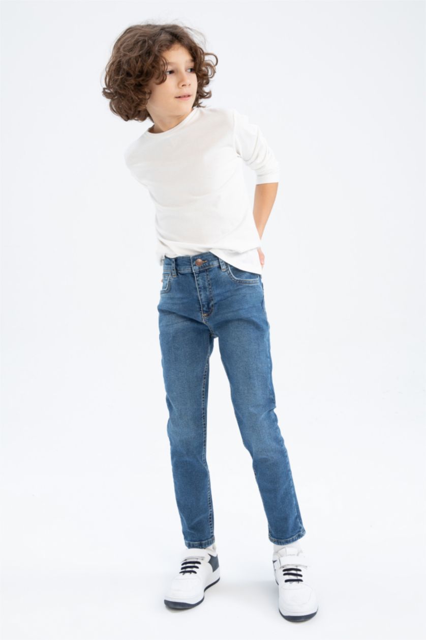أولاد أزرق بنطلون جينز ولادي بقصة ضيقة بساق مستقيم
