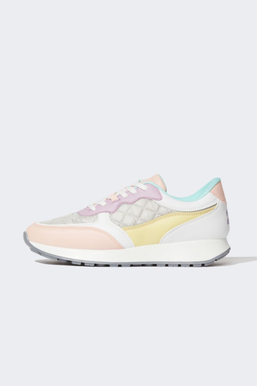 FEMME Gris Baskets PU Batman Lacé