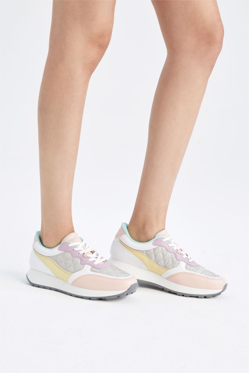 FEMME Gris Baskets PU Batman Lacé