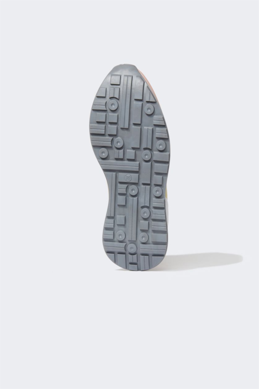 FEMME Gris Baskets PU Batman Lacé