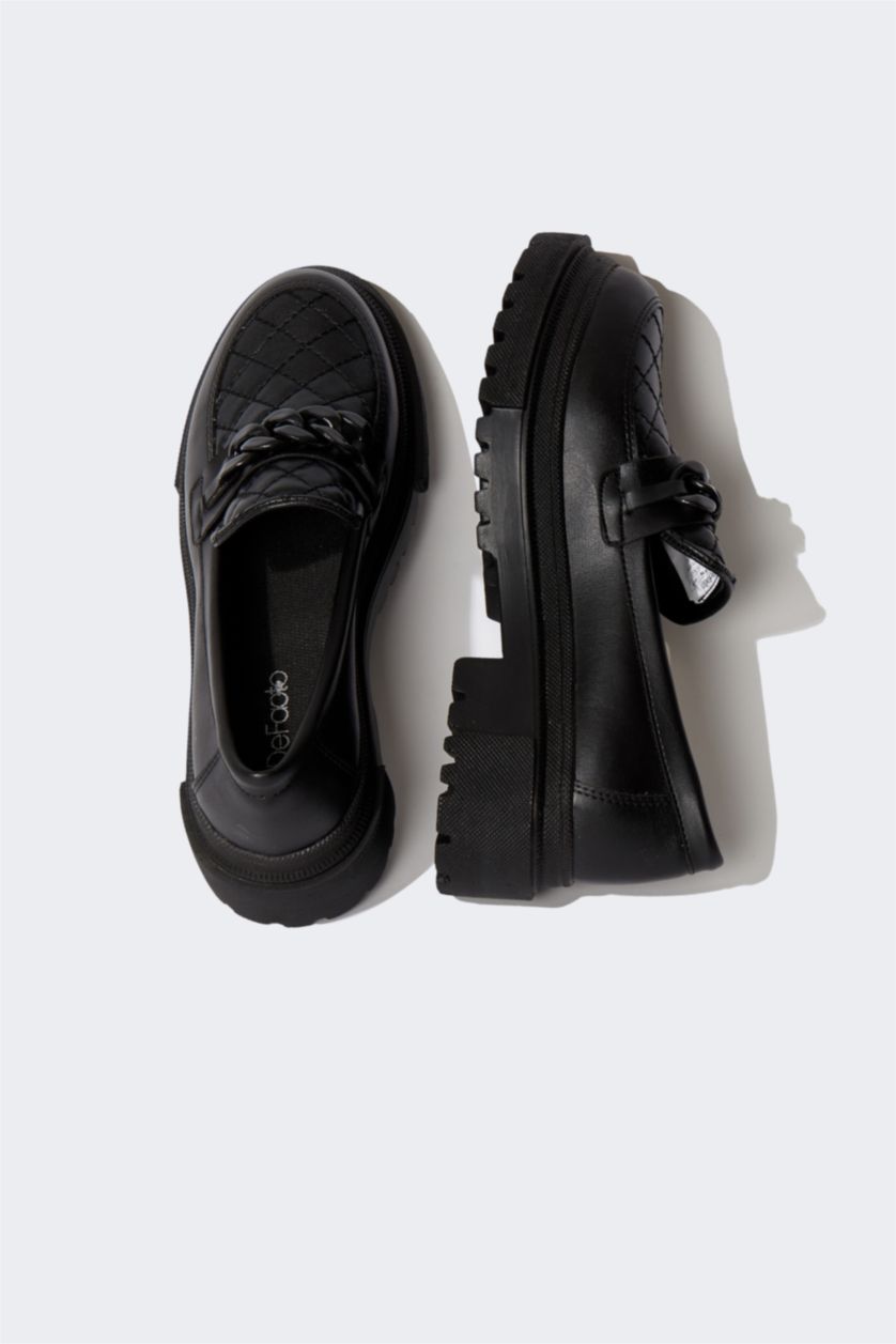 نساء أسود حذاء كلاسيكي نسائي جلد صناعي