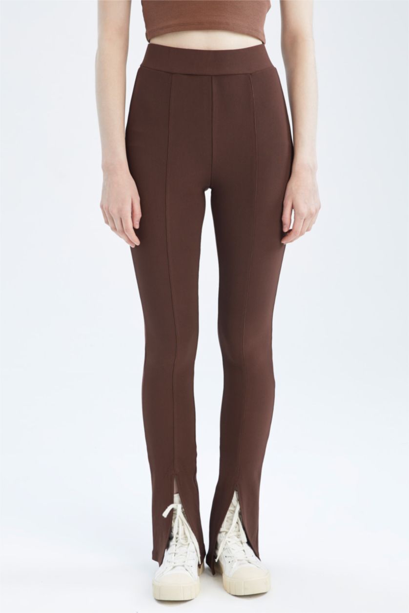 WOMAN Brown Normal Waist Leggings