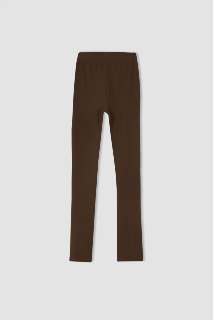 WOMAN Brown Normal Waist Leggings
