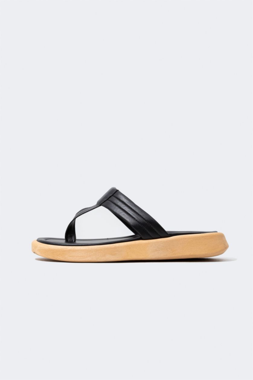 حريمي أسود شبشب فليب فلوب جلد صناعي حريمي