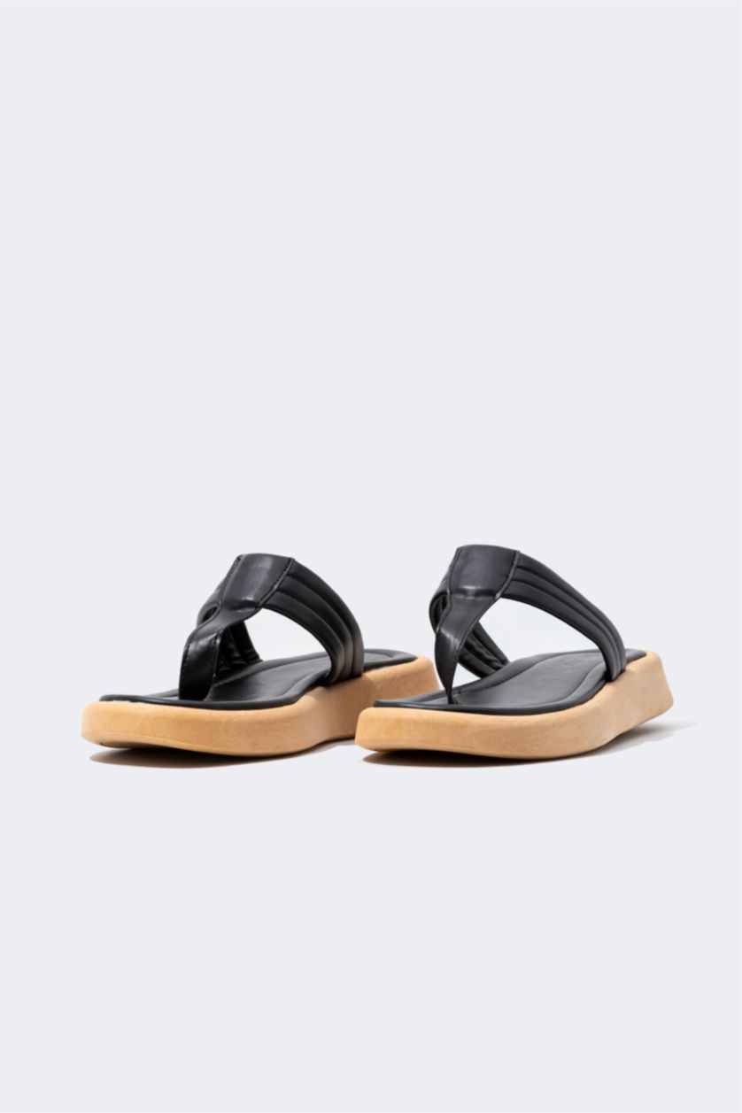 حريمي أسود شبشب فليب فلوب جلد صناعي حريمي