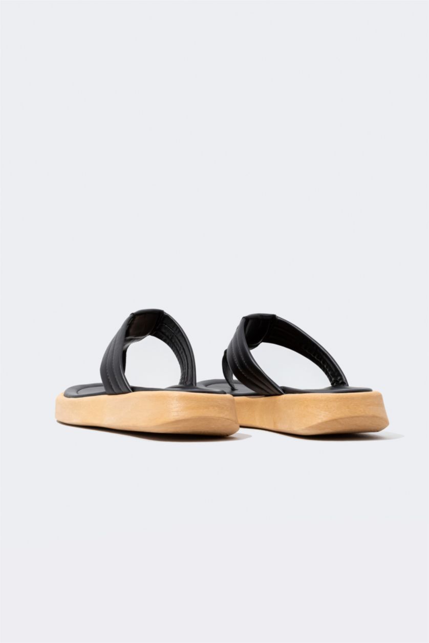 حريمي أسود شبشب فليب فلوب جلد صناعي حريمي