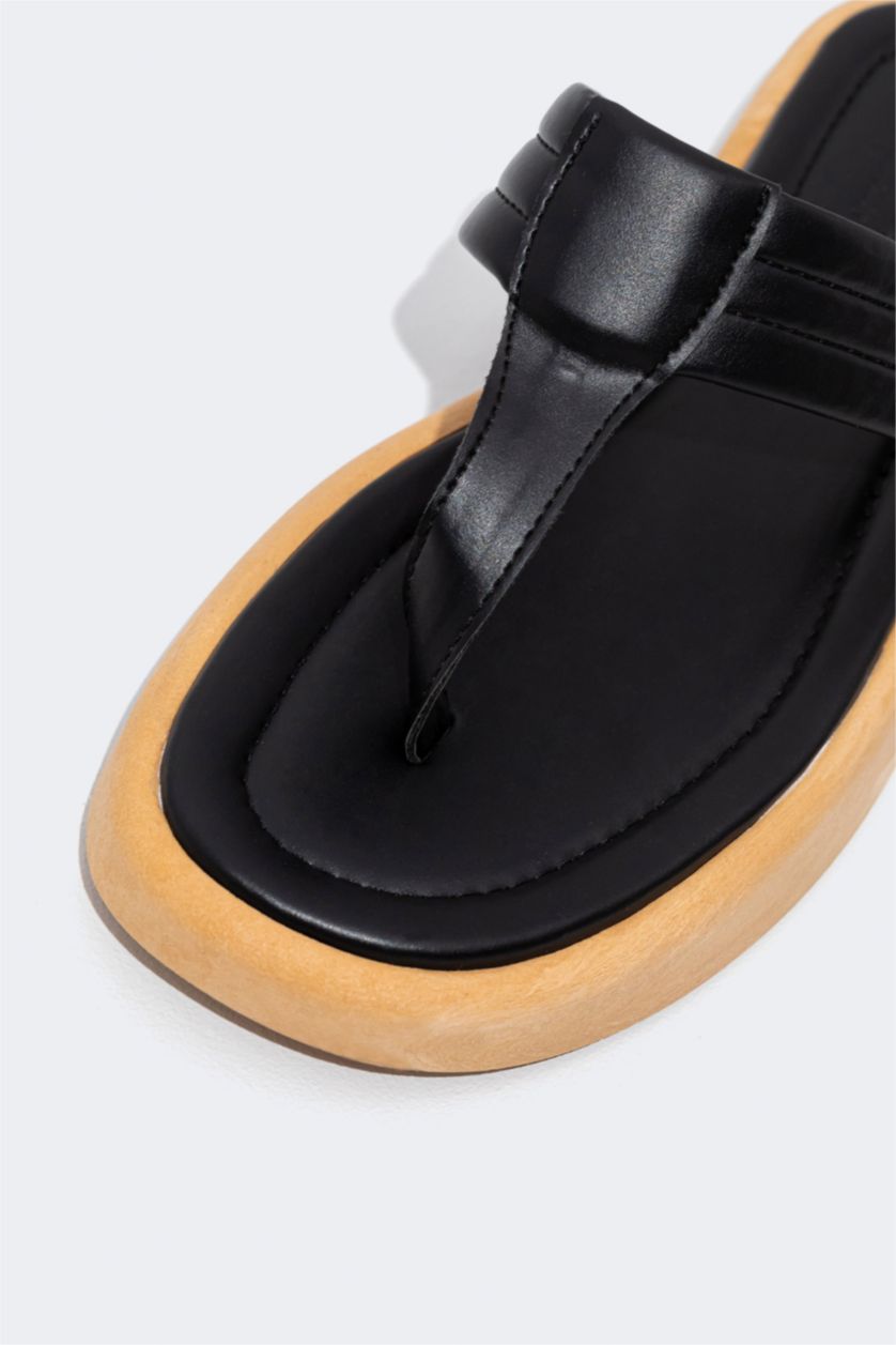 حريمي أسود شبشب فليب فلوب جلد صناعي حريمي