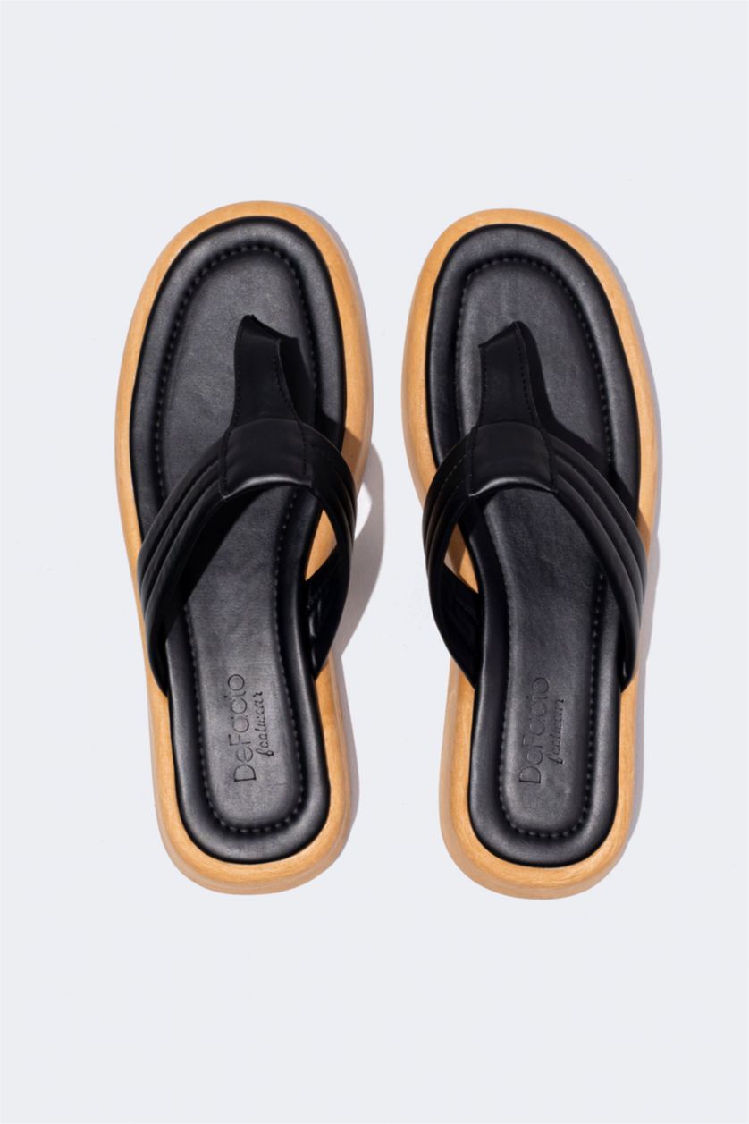 حريمي أسود شبشب فليب فلوب جلد صناعي حريمي