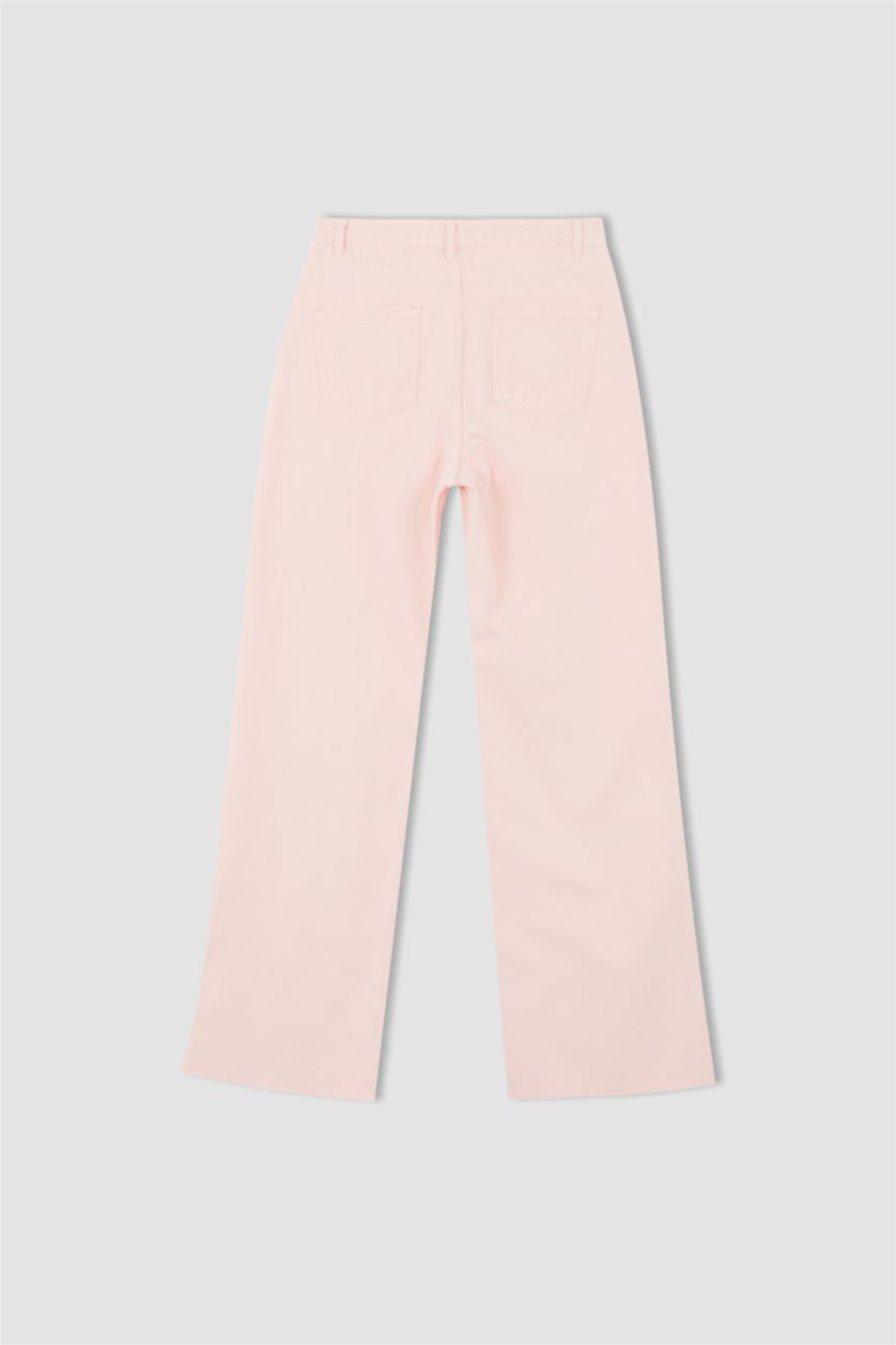 Kadın Açık Pembe Yüksek Bel Wıde Leg Pantolon